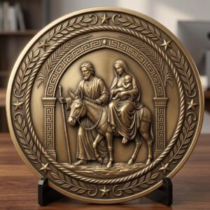 Nativity Laser Engraving File, Religious Christian Challenge Coin Relief Map