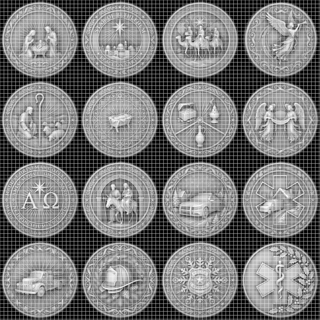 Nativity Laser Engraving File, Religious Christian Challenge Coin Relief Map