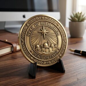 Nativity Laser Engraving File, Religious Christian Challenge Coin Relief Map