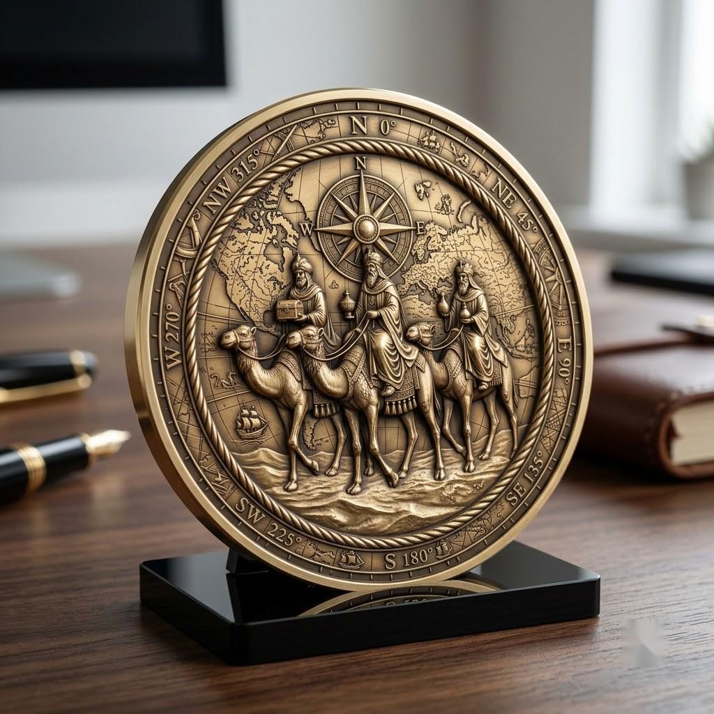 Nativity Laser Engraving File, Religious Christian Challenge Coin Relief Map