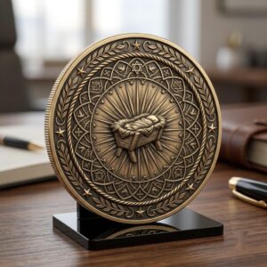 Nativity Laser Engraving File, Religious Christian Challenge Coin Relief Map