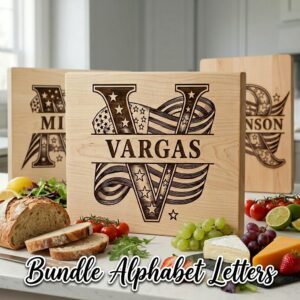 Patriotic Alphabet, American Flag Monogram Letters, Engraving Board File