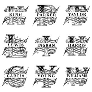 Patriotic Alphabet, American Flag Monogram Letters, Engraving Board File