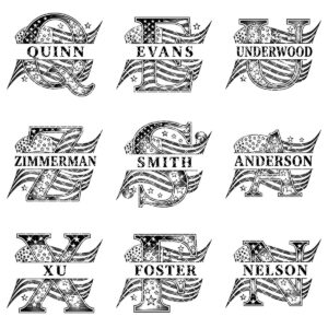 Patriotic Alphabet, American Flag Monogram Letters, Engraving Board File