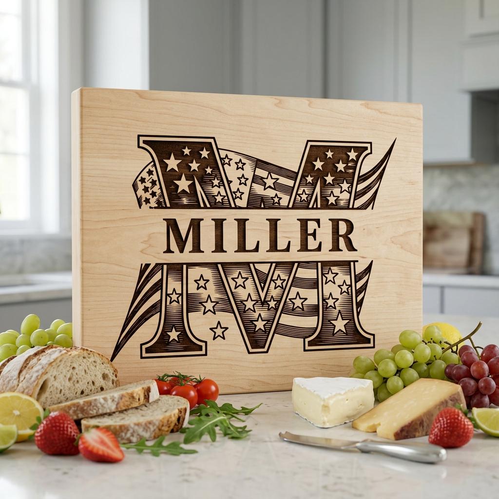 Patriotic Alphabet, American Flag Monogram Letters, Engraving Board File