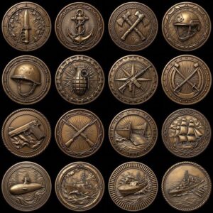 Patriotic Coin Engraving Files, Military Relief Designs, Bronze Animal Art, 50 PNG Bundle