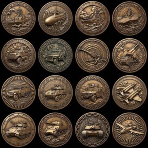 Patriotic Coin Engraving Files, Military Relief Designs, Bronze Animal Art, 50 PNG Bundle