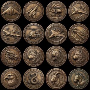 Patriotic Coin Engraving Files, Military Relief Designs, Bronze Animal Art, 50 PNG Bundle