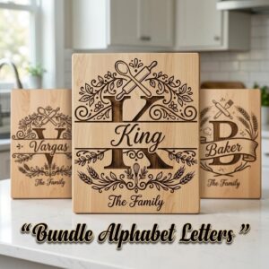 Personalized Family Monogram, Custom Kitchen Board Engraving for Glowforge