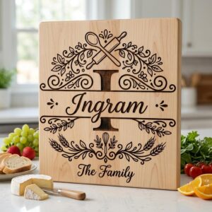Personalized Family Monogram, Custom Kitchen Board Engraving for Glowforge