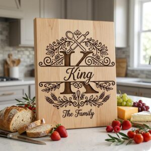 Personalized Family Monogram, Custom Kitchen Board Engraving for Glowforge