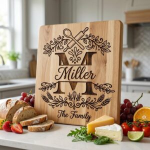 Personalized Family Monogram, Custom Kitchen Board Engraving for Glowforge
