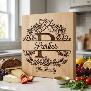 Personalized Family Monogram, Custom Kitchen Board Engraving for Glowforge