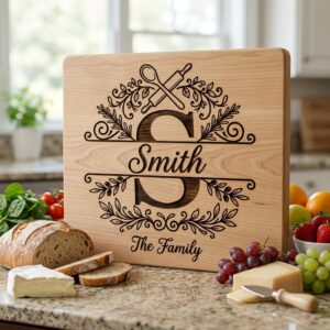Personalized Family Monogram, Custom Kitchen Board Engraving for Glowforge