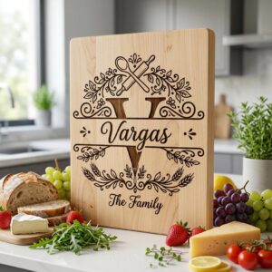 Personalized Family Monogram, Custom Kitchen Board Engraving for Glowforge