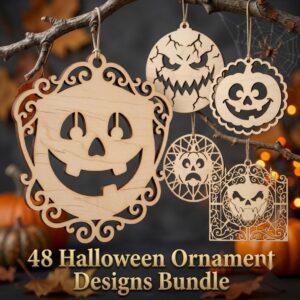 Pumpkin Ornament Laser File, Jack O Lantern Faces, Fall Decor