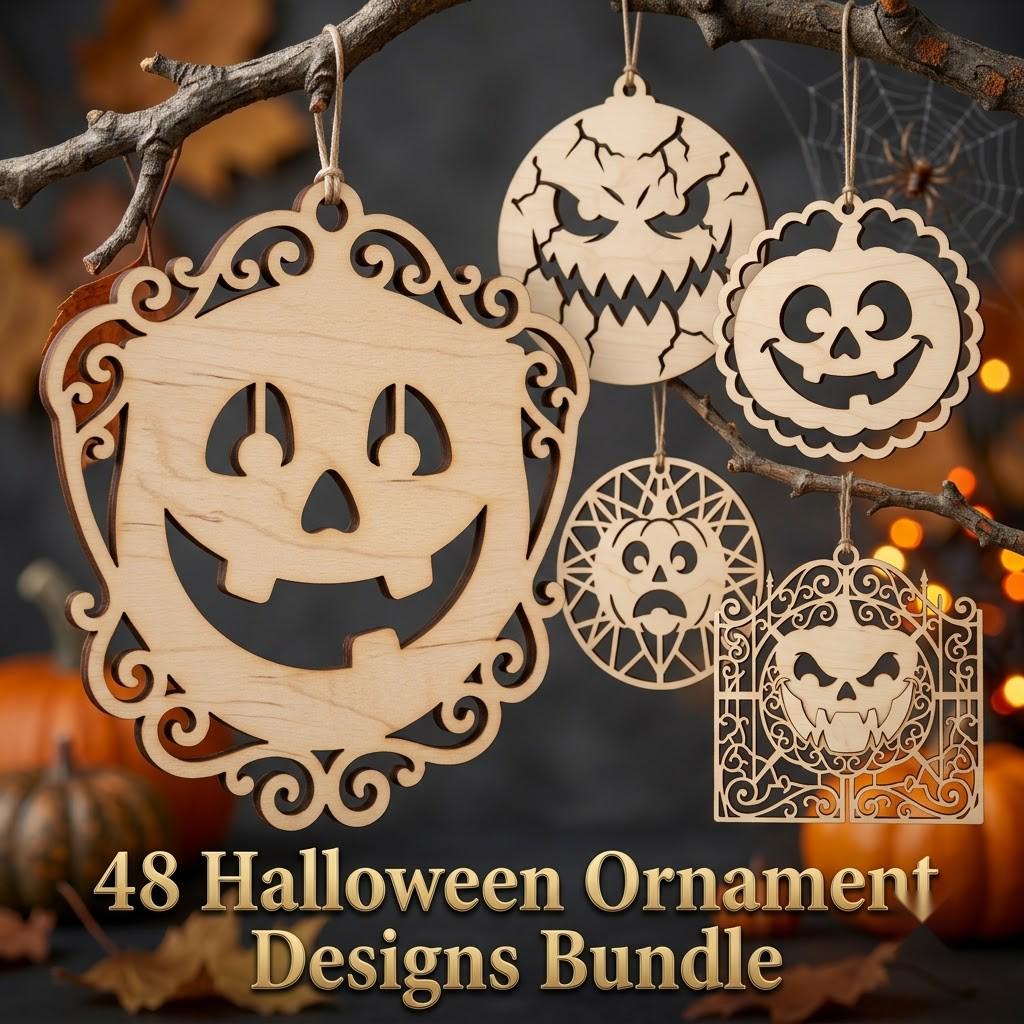 Pumpkin Ornament Laser File, Jack O Lantern Faces, Fall Decor