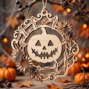 Pumpkin Ornament Laser File, Jack O Lantern Faces, Fall Decor