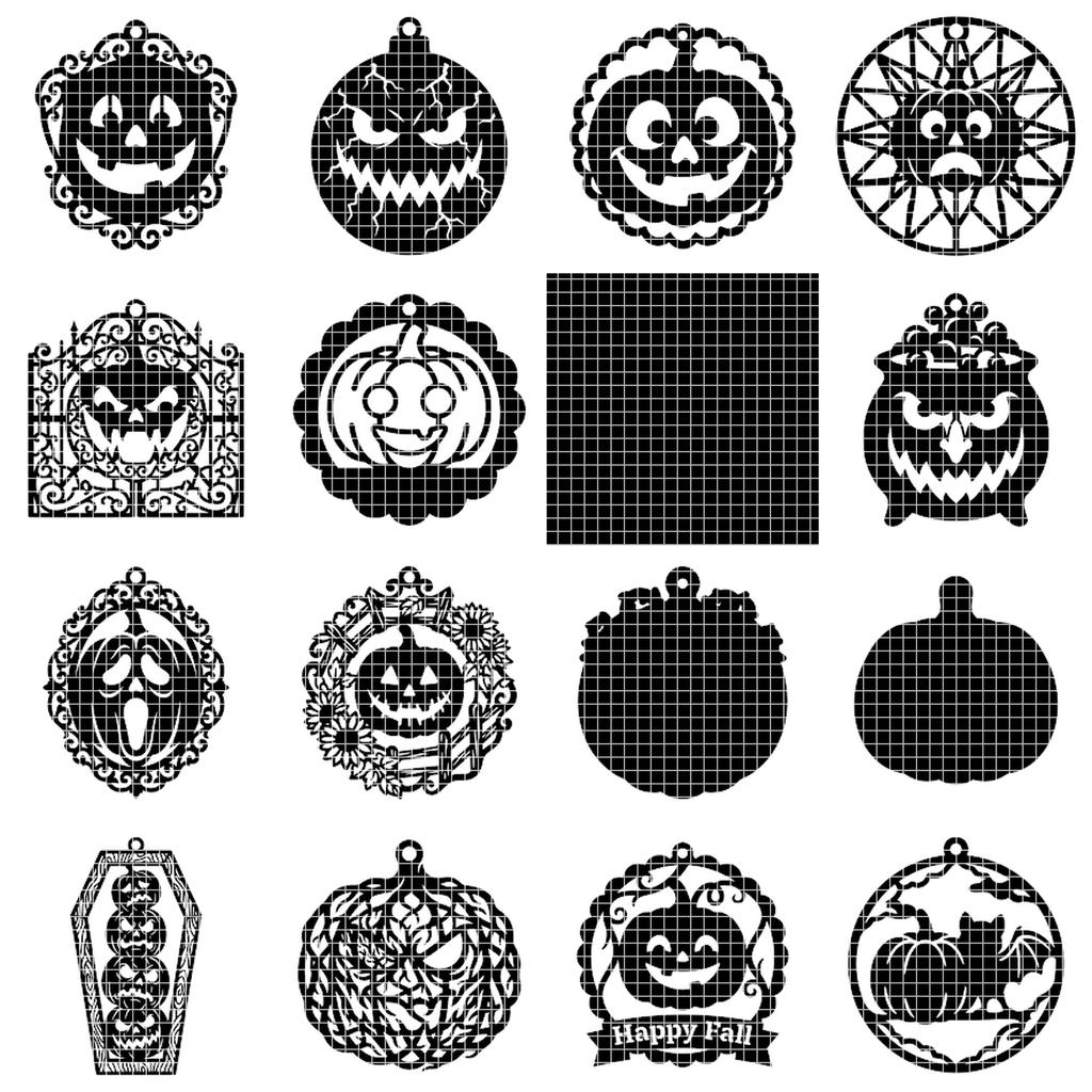 Pumpkin Ornament Laser File, Jack O Lantern Faces, Fall Decor