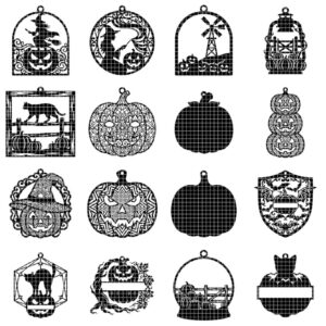 Pumpkin Ornament Laser File, Jack O Lantern Faces, Fall Decor
