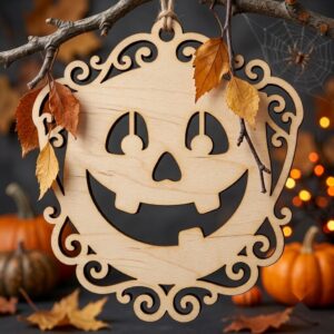 Pumpkin Ornament Laser File, Jack O Lantern Faces, Fall Decor