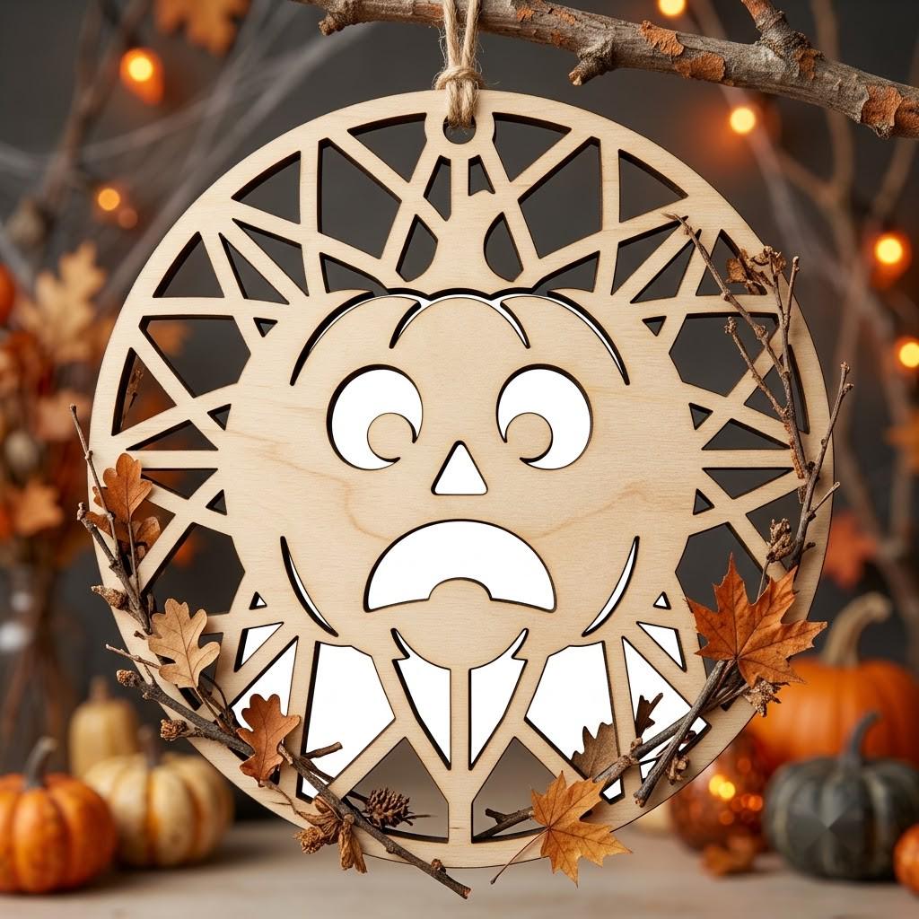 Pumpkin Ornament Laser File, Jack O Lantern Faces, Fall Decor