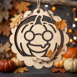 Pumpkin Ornament Laser File, Jack O Lantern Faces, Fall Decor