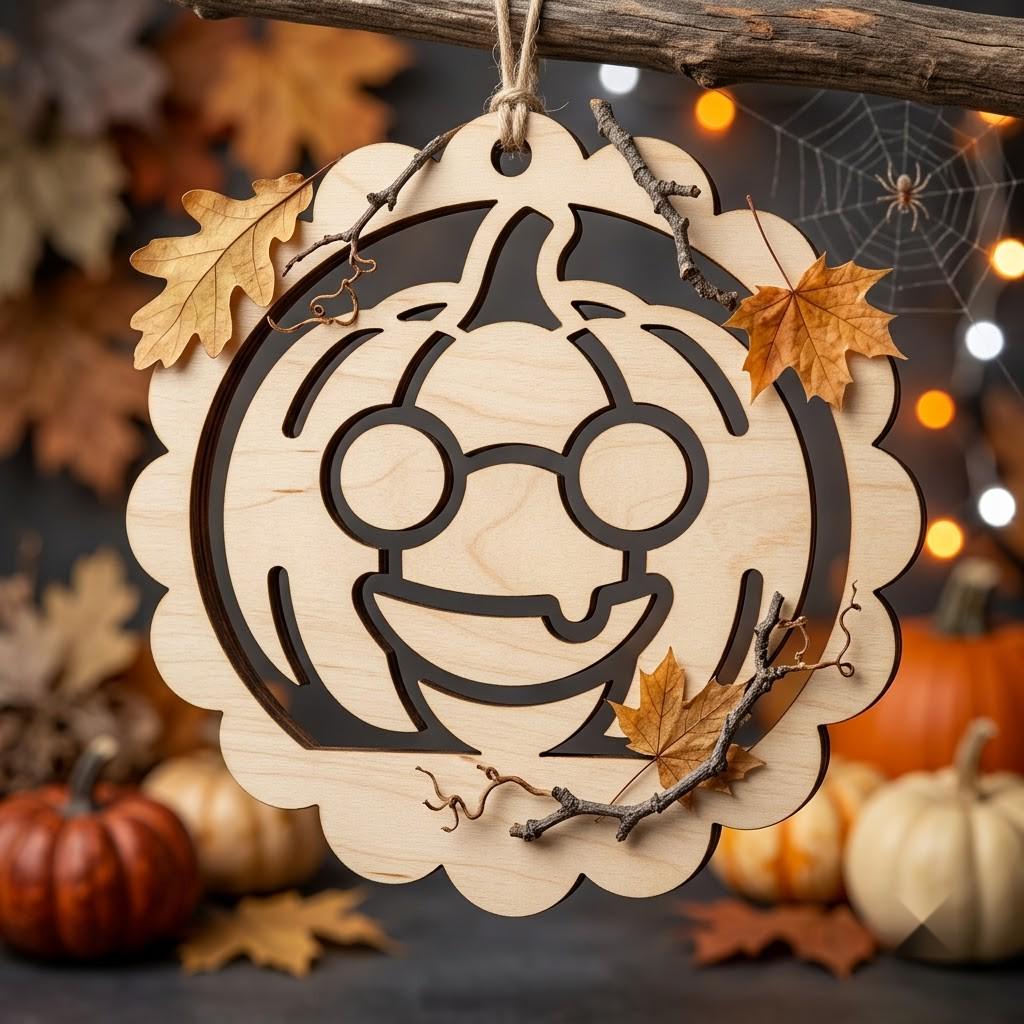 Pumpkin Ornament Laser File, Jack O Lantern Faces, Fall Decor