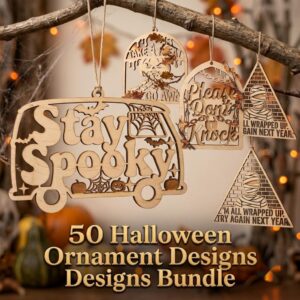 Retro Groovy Ghost Door Hanger, Spooky Season Bundle, 50 Laser Designs
