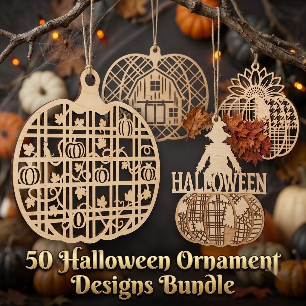 Rustic Farmhouse Halloween Ornament Bundle, Harvest Pumpkin Sign Decor