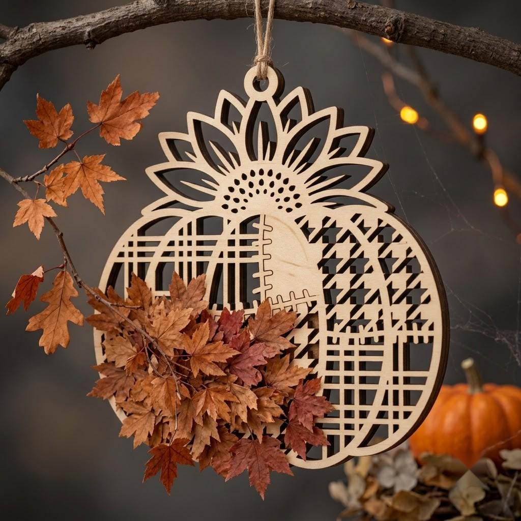 Rustic Farmhouse Halloween Ornament Bundle, Harvest Pumpkin Sign Decor