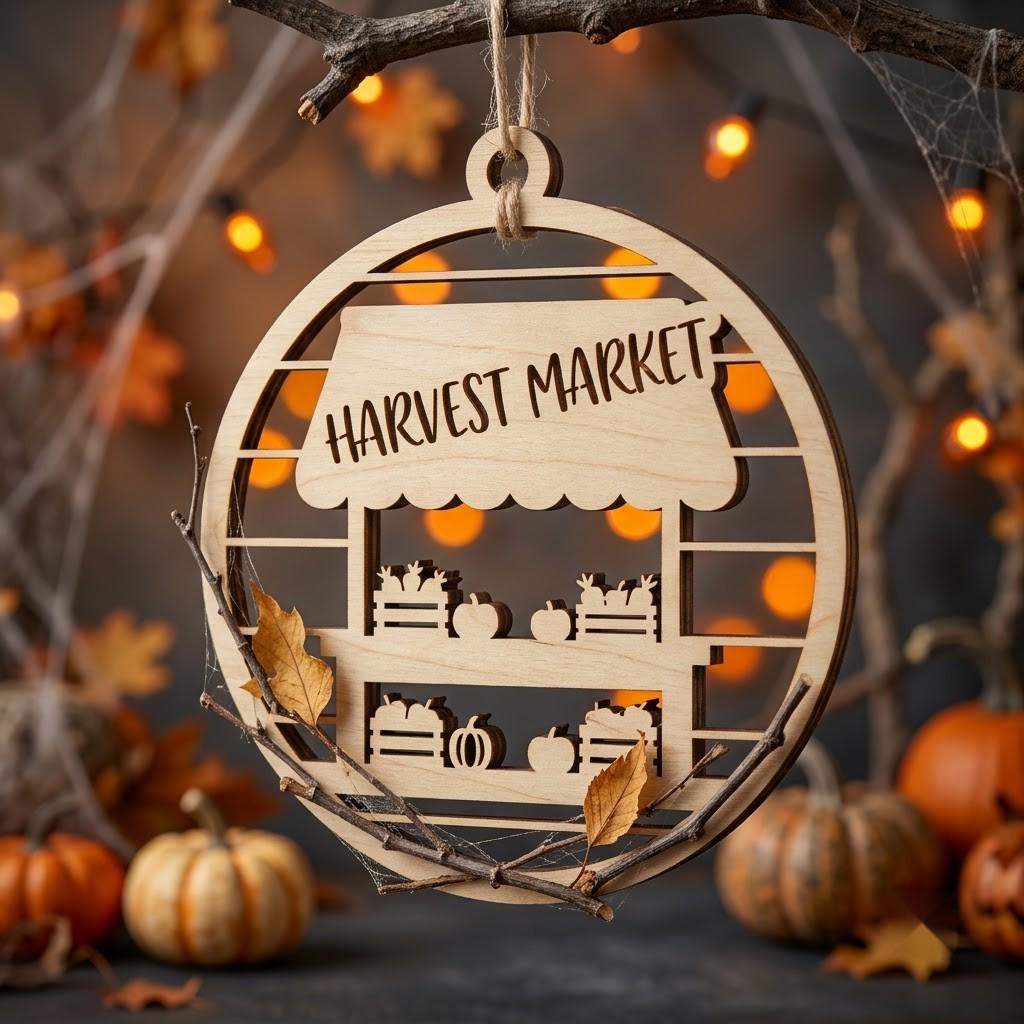Rustic Farmhouse Halloween Ornament Bundle, Harvest Pumpkin Sign Decor
