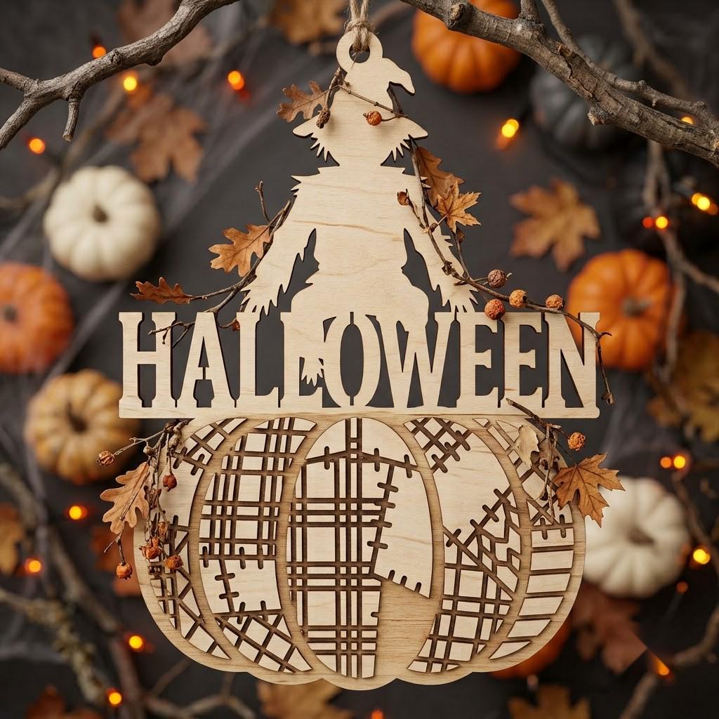 Rustic Farmhouse Halloween Ornament Bundle, Harvest Pumpkin Sign Decor