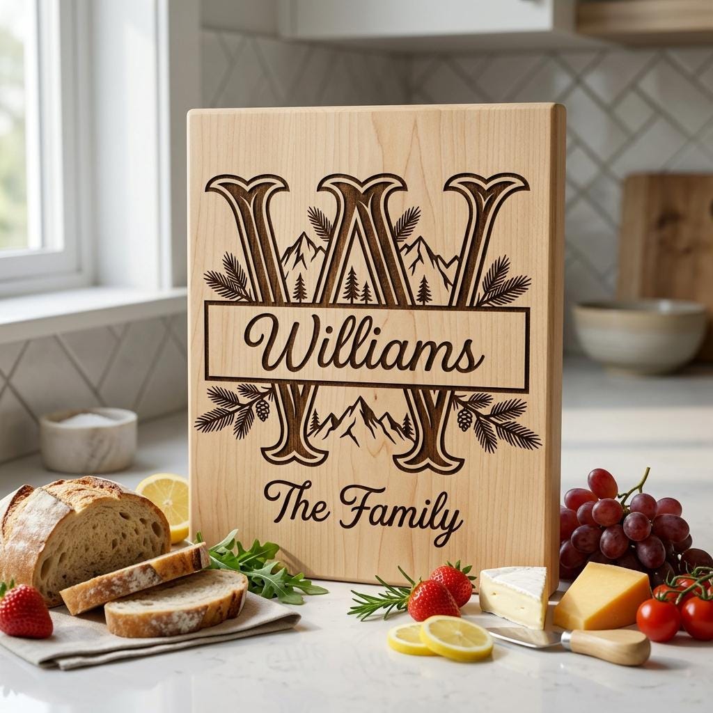 Rustic Mountain Monogram Alphabet, Custom Family Name Engraving File Bundle