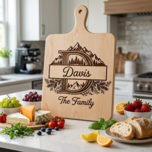 Rustic Mountain Monogram Alphabet, Custom Family Name Engraving File Bundle