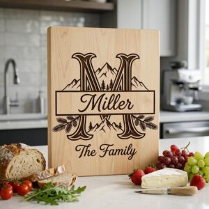 Rustic Mountain Monogram Alphabet, Custom Family Name Engraving File Bundle