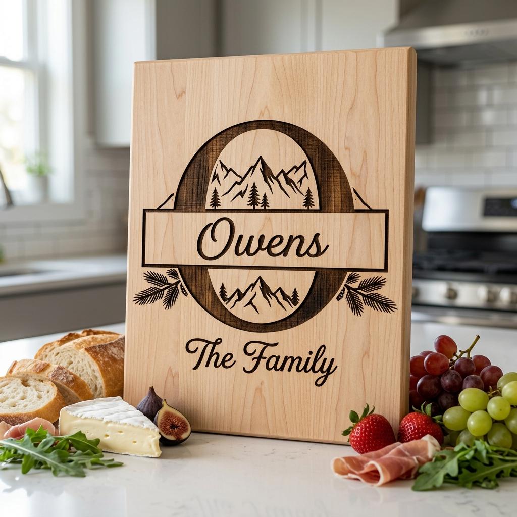 Rustic Mountain Monogram Alphabet, Custom Family Name Engraving File Bundle