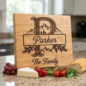 Rustic Mountain Monogram Alphabet, Custom Family Name Engraving File Bundle