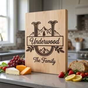 Rustic Mountain Monogram Alphabet, Custom Family Name Engraving File Bundle