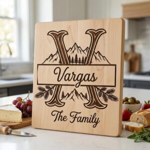 Rustic Mountain Monogram Alphabet, Custom Family Name Engraving File Bundle