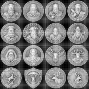 Santa Challenge Coin 3D Relief, Grayscale PNG Design, Christmas Laser File