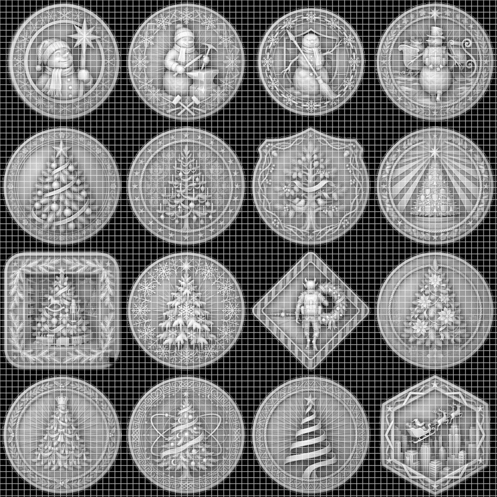Santa Challenge Coin 3D Relief, Grayscale PNG Design, Christmas Laser File