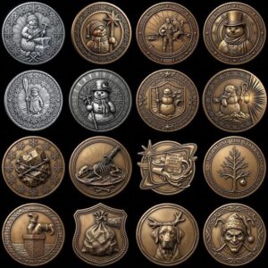 Santa Challenge Coin 3D Relief, Grayscale PNG Design, Christmas Laser File