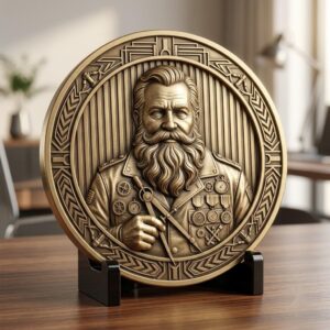 Santa Challenge Coin 3D Relief, Grayscale PNG Design, Christmas Laser File