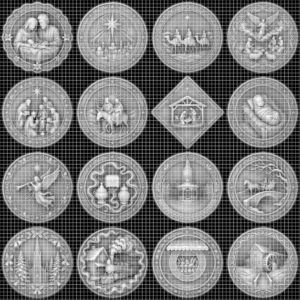 Santa Sleigh Relief Coin Engraving, Midnight Cityscape, 40 PNG Bundle