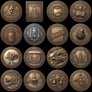 Santa Sleigh Relief Coin Engraving, Midnight Cityscape, 40 PNG Bundle