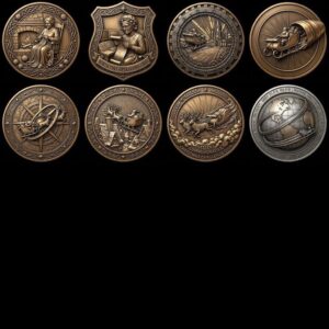 Santa Sleigh Relief Coin Engraving, Midnight Cityscape, 40 PNG Bundle