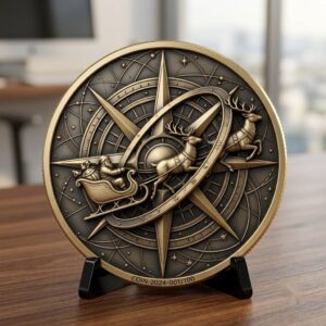 Santa Sleigh Relief Coin Engraving, Midnight Cityscape, 40 PNG Bundle