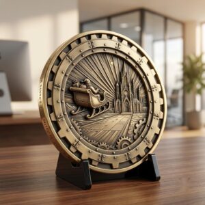 Santa Sleigh Relief Coin Engraving, Midnight Cityscape, 40 PNG Bundle