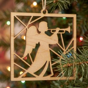 Serene Winter Angel Ornament, Christmas Snowflake Woodland Laser Bauble Bundle